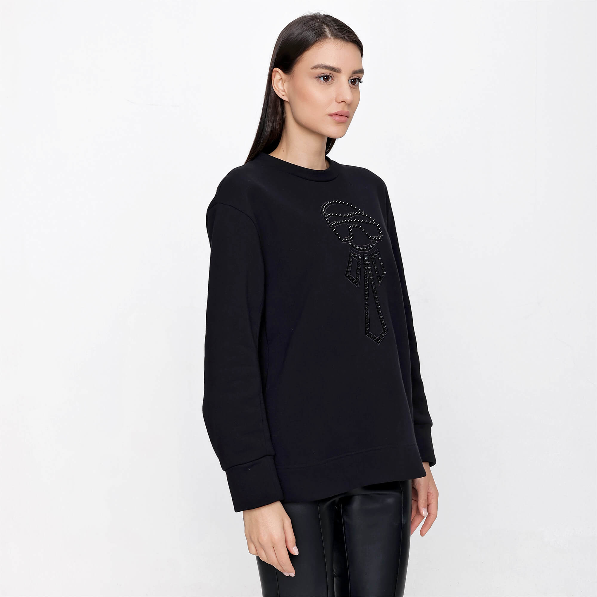 Fendi - Black Cotton Blend Spiked Karlito Sweatshirt